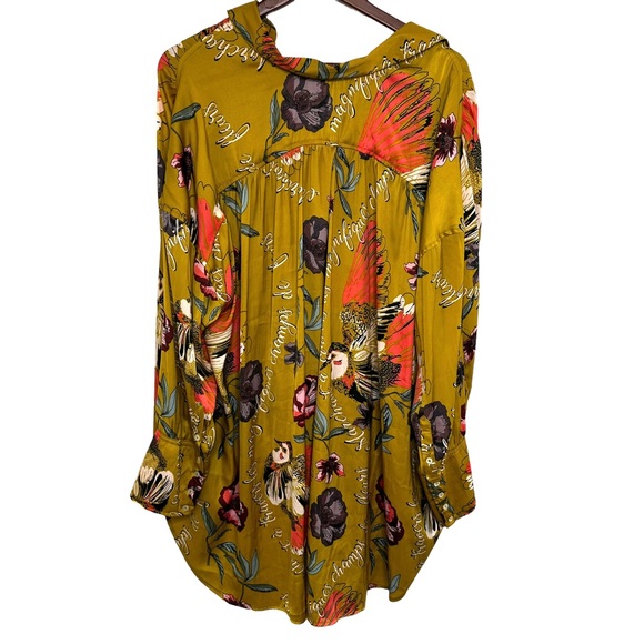Free People Magnifique Marigold Long Sleeve Oversized Button Down EUC Size M - Picture 9 of 15